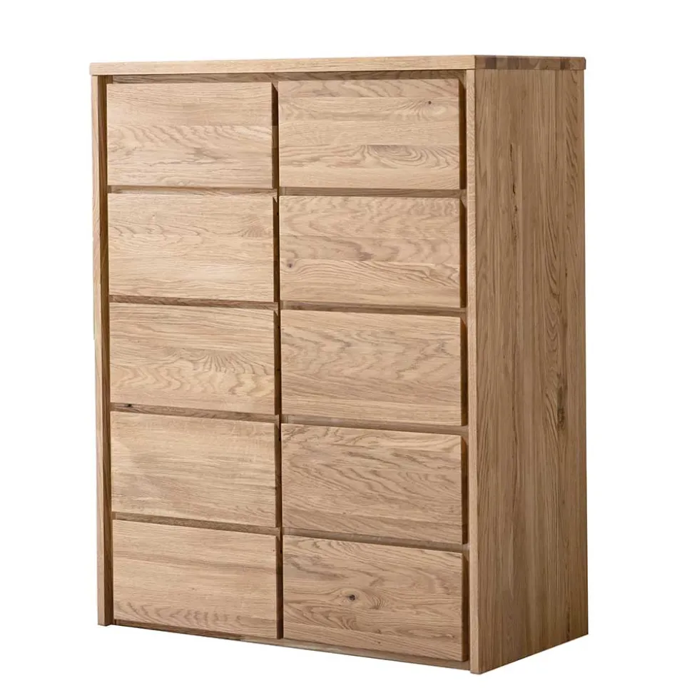 Eichenholz Kombi-Kommode mit fünf Schubladen - Villa