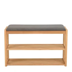 Eichenholz Schuhbank mit zwei Ablagen - Helvana