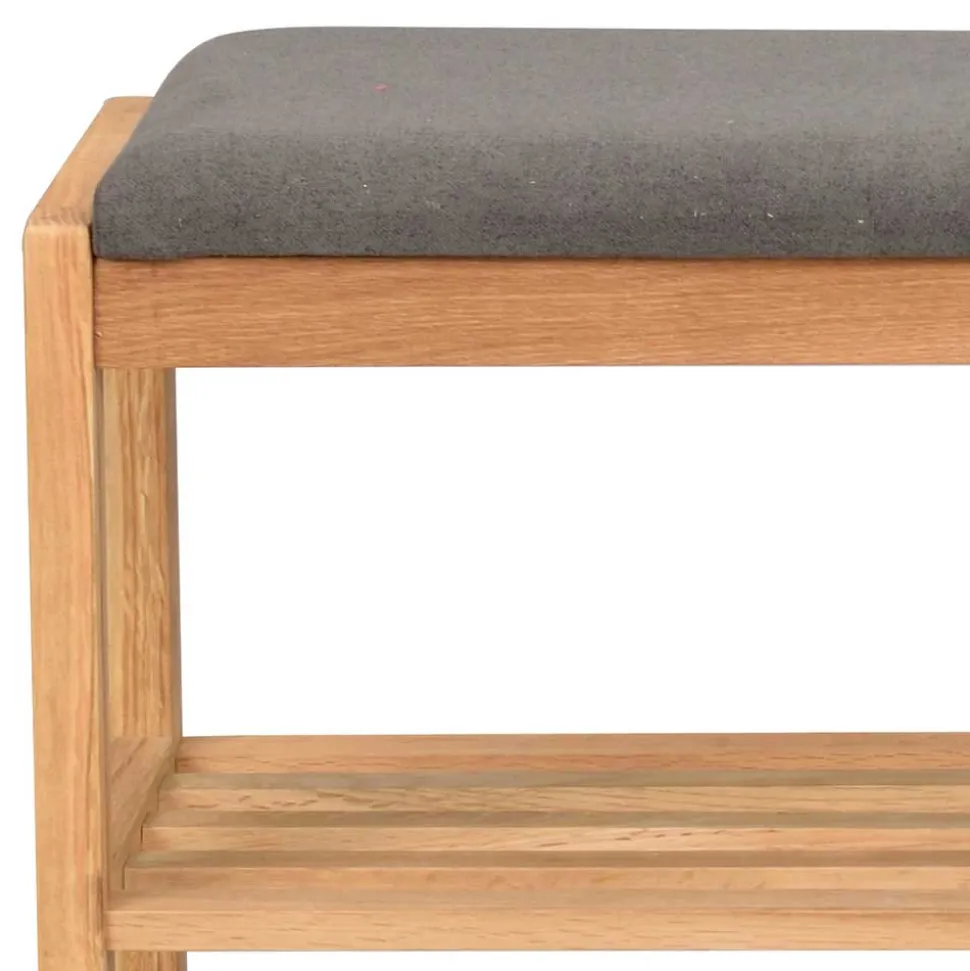Eichenholz Schuhbank mit zwei Ablagen - Helvana