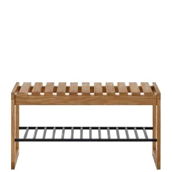 Eichenholz Schuhbank mit Metall Gitter-Ablage - Gangizo