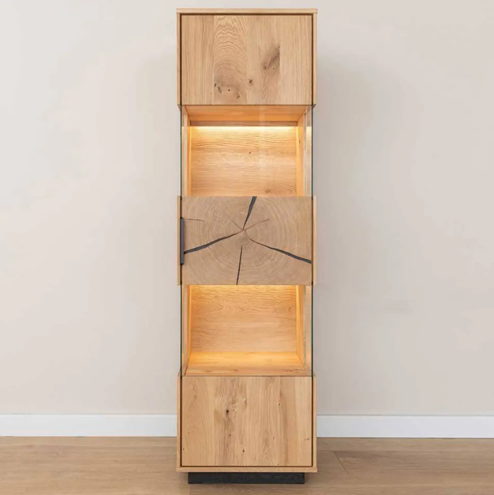 Eichenholz Vitrine mit Hirnholz Applikation - Deruta