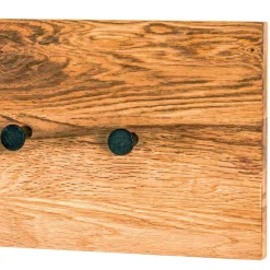 Einfache Wandgarderobe aus Eiche & Metall - Arno