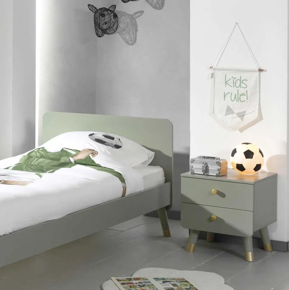 Einzelbett in Graugrün & Gold - Appoloni (zweiteilig)