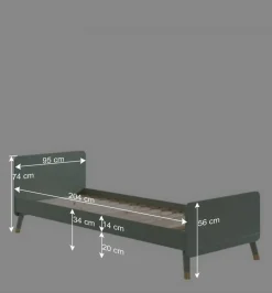 Einzelbett in Graugrün & Gold - Appoloni (zweiteilig)