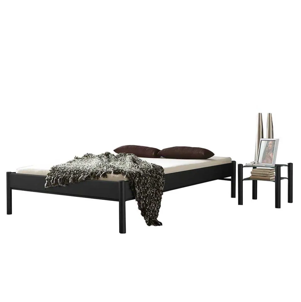 Einzelbett Lanuge aus schwarzem Metall (zweiteilig)