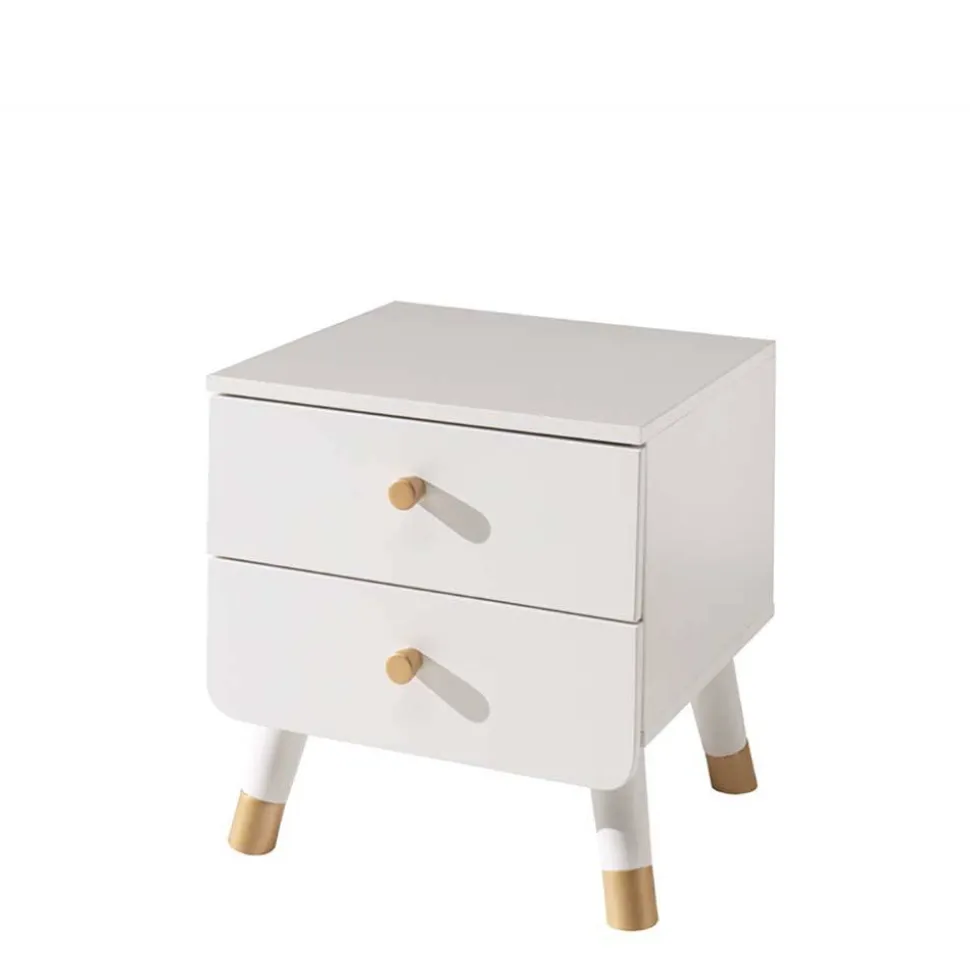 Einzelbett mit Nachtkommode in Weiß - Baranoma (zweiteilig)