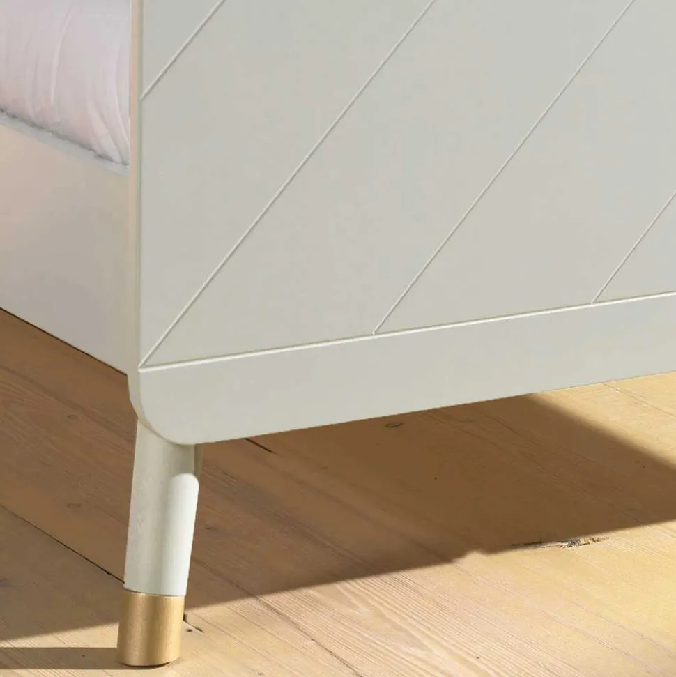 Einzelbett mit Nachtkommode in Weiß - Baranoma (zweiteilig)