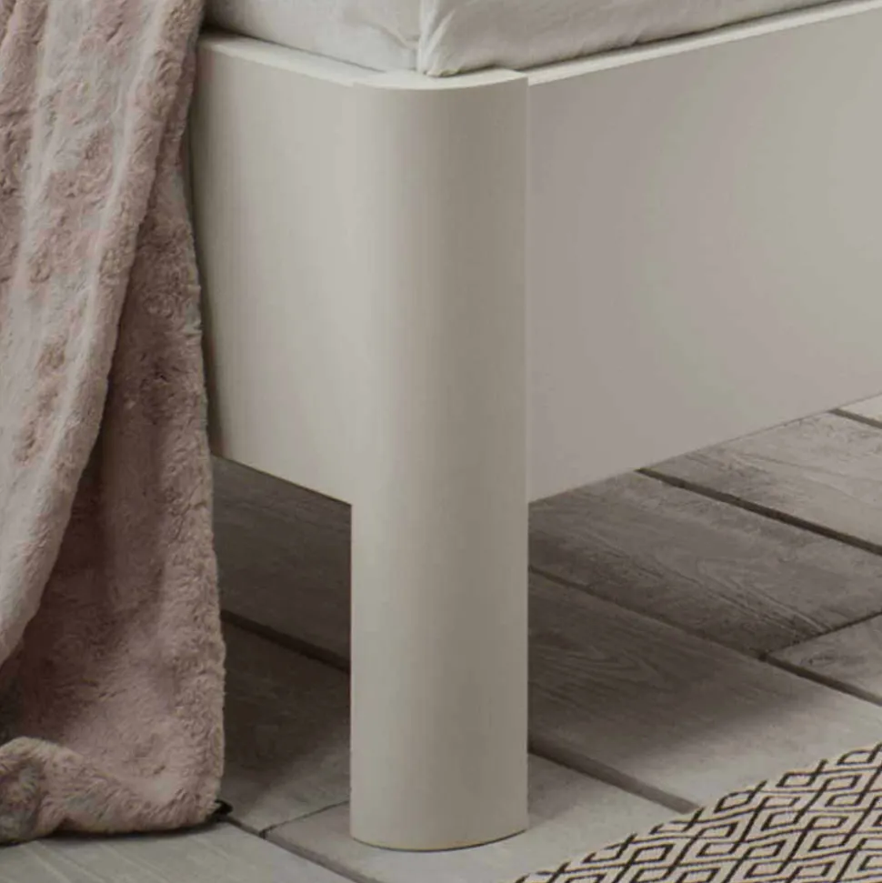 Einzelbett und Nachttisch Set Ronis in Weiß mit Braun (zweiteilig)