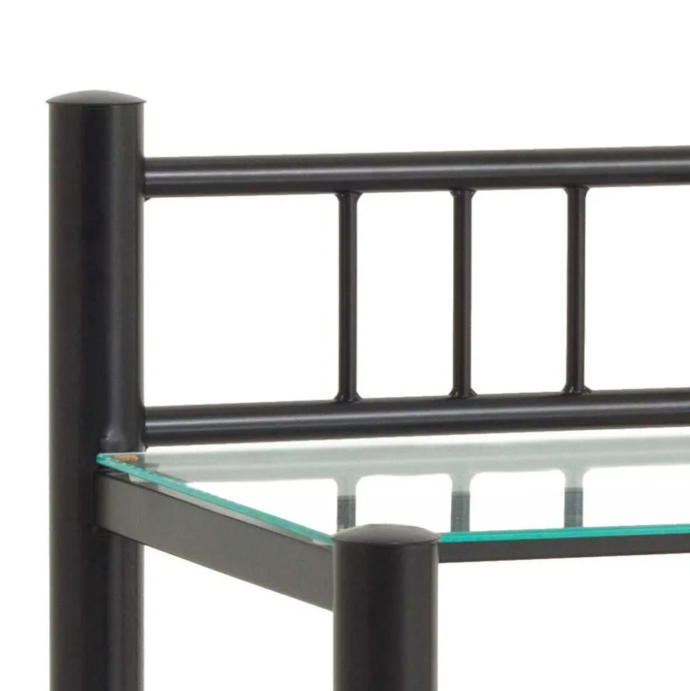 Eisen Nachttisch Aguero in Schwarz mit Glas