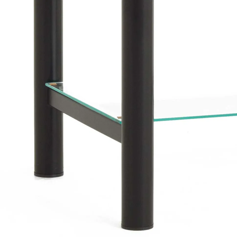 Eisen Nachttisch Aguero in Schwarz mit Glas