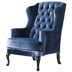 Eleganter Chesterfield Sessel in Blau Samt - Gonnya