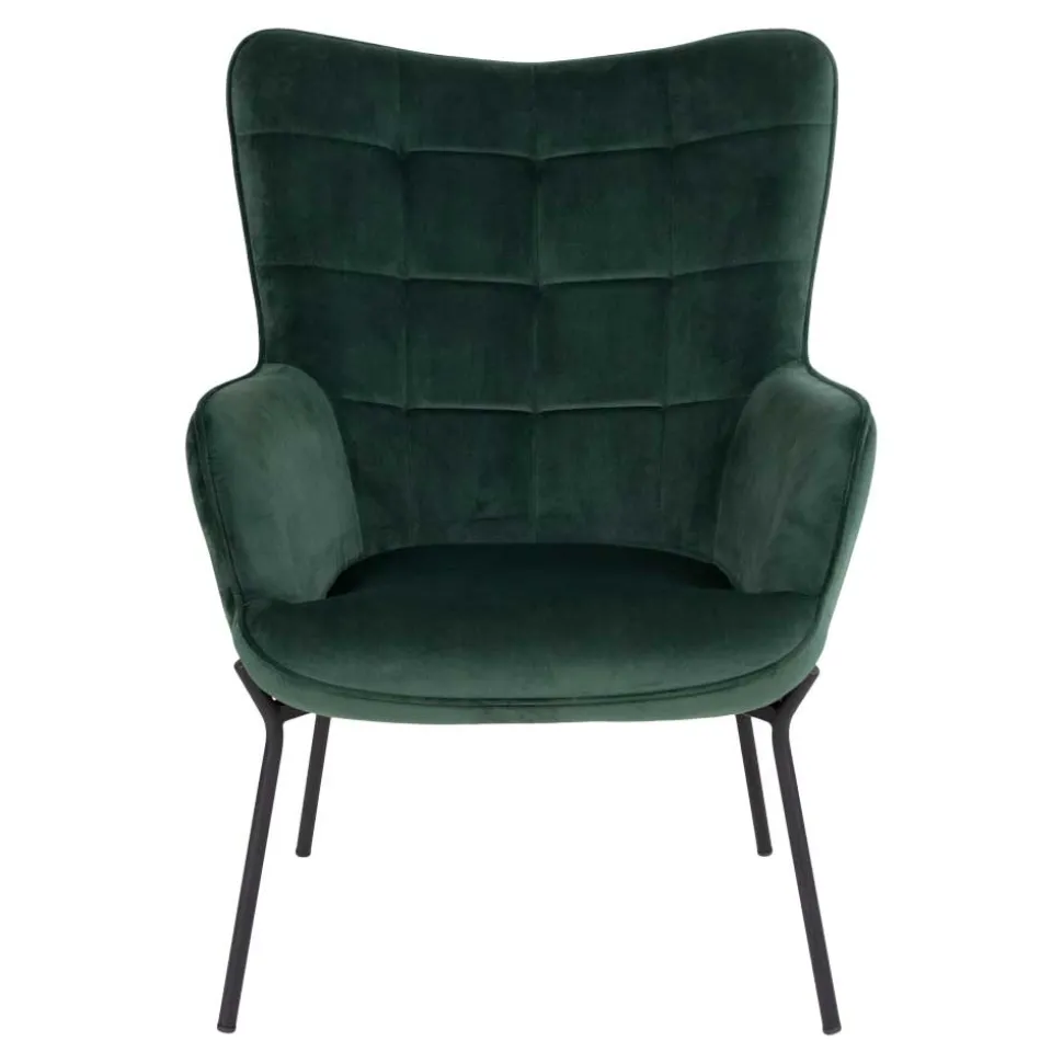 Eleganter Einzelsessel in Dunkelgrün Samt - Volcanu