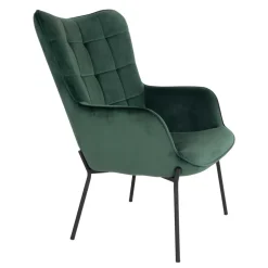 Eleganter Einzelsessel in Dunkelgrün Samt - Volcanu