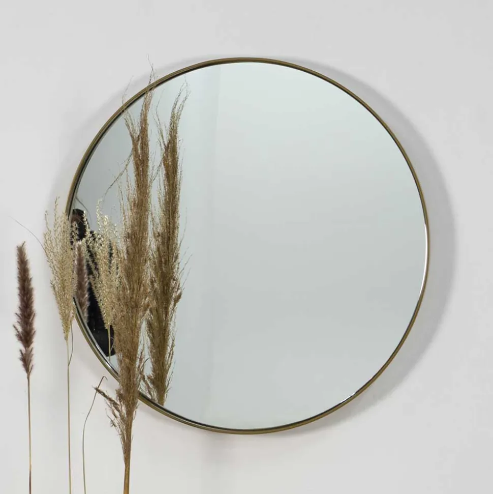 Eleganter Glasspiegel mit Metallrahmen Gold - Emzatina
