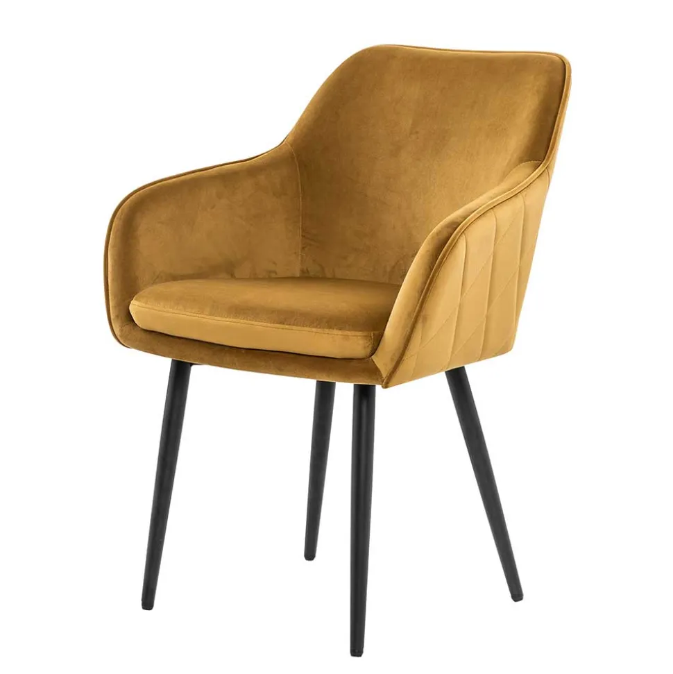 Eleganter Retro Armlehnstuhl mit gelbem Samt - Mariell
