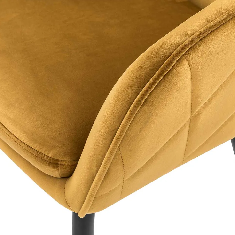 Eleganter Retro Armlehnstuhl mit gelbem Samt - Mariell
