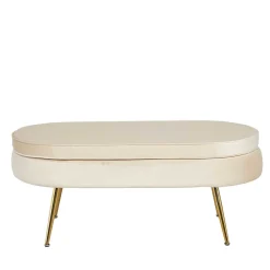 Eleganter Retro Style Hocker in Beige & Gold - Lugano