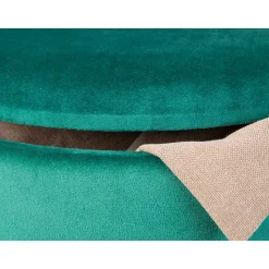 Eleganter Samt Polsterhocker in Grün & Braun - Campitello