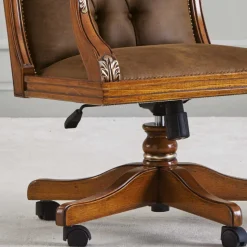 Eleganter Schreibtischsessel in Braun mit Silber - Zaisan