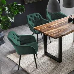 Eleganter Tischsessel in Dunkelgrün & Schwarz - Balu