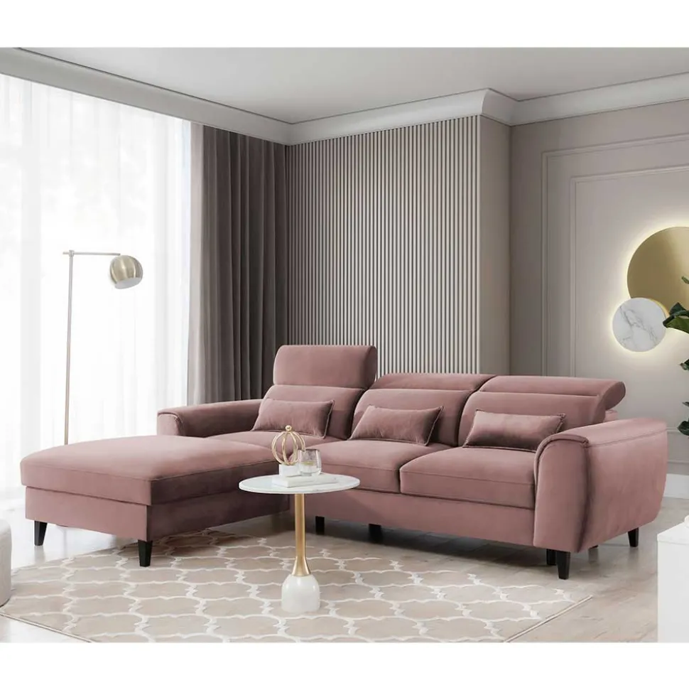 Elegantes Ecksofa in Rosenholz Velours - Malvarion