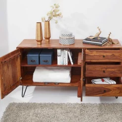 Elegantes Loft Sideboard aus Sheesham Holz - Basserini