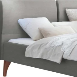 Elegantes Polsterbett in Grau und Kernbuche - Silka