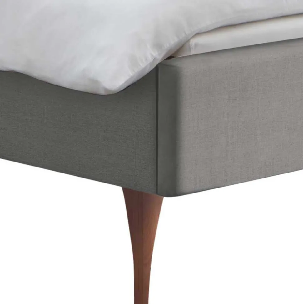 Elegantes Polsterbett in Grau und Kernbuche - Silka