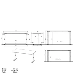 Elektrisch höhenverstellbarer Schreibtisch in Weiß - Sparkle