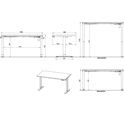 Elektrisch verstellbarer Officetisch in Dunkelgrau - Gatron