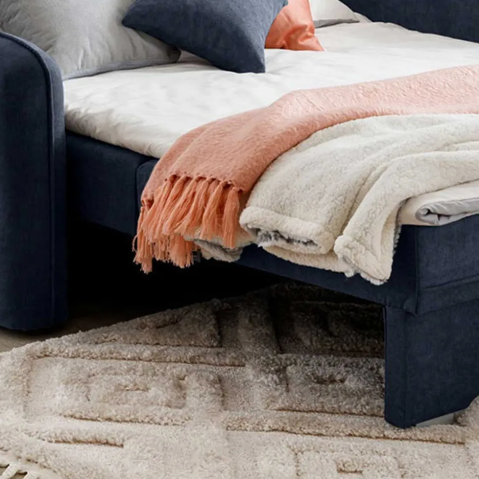 2er Schlafcouch in Blaugrau Veloursbezug - Candeloco