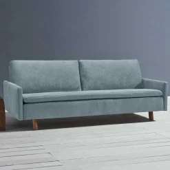 3er Schlafcouch in Hellblau mit Eiche - Eterna