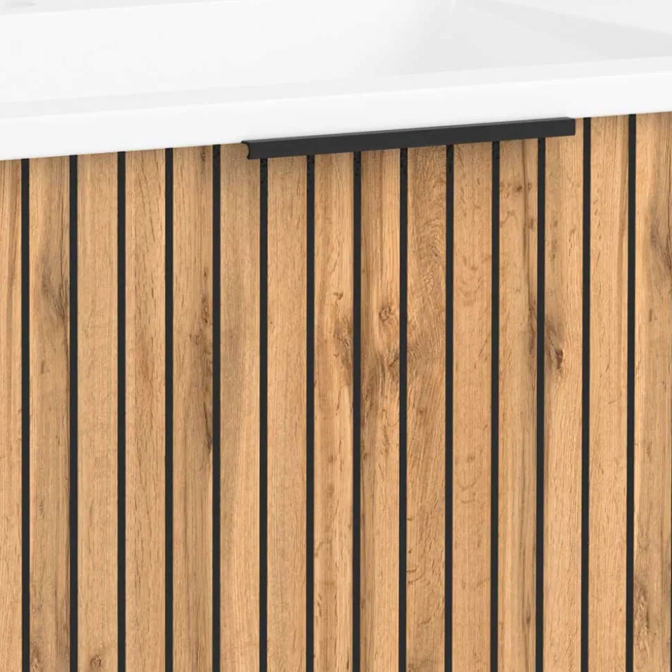 2er Waschtisch & Lichtspiegel rund - Crystoga (dreiteilig)