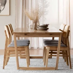 Essgruppe in Eiche & Hellgrau - Nineo (siebenteilig)