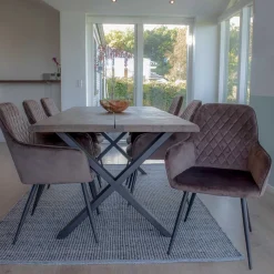 Essplatzgruppe mit Tisch Räuchereiche - Traka (siebenteilig)