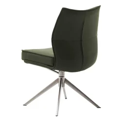 Essstuhl mit Lederbezug in Olivgrün - Contrada (2er Set)