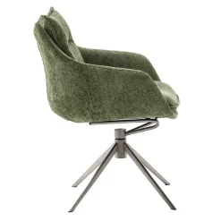 Esstisch Armlehnenstuhl in Oliv Grün und Edelstahl - Mint (2er Set)