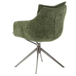 Esstisch Armlehnenstuhl in Oliv Grün und Edelstahl - Mint (2er Set)