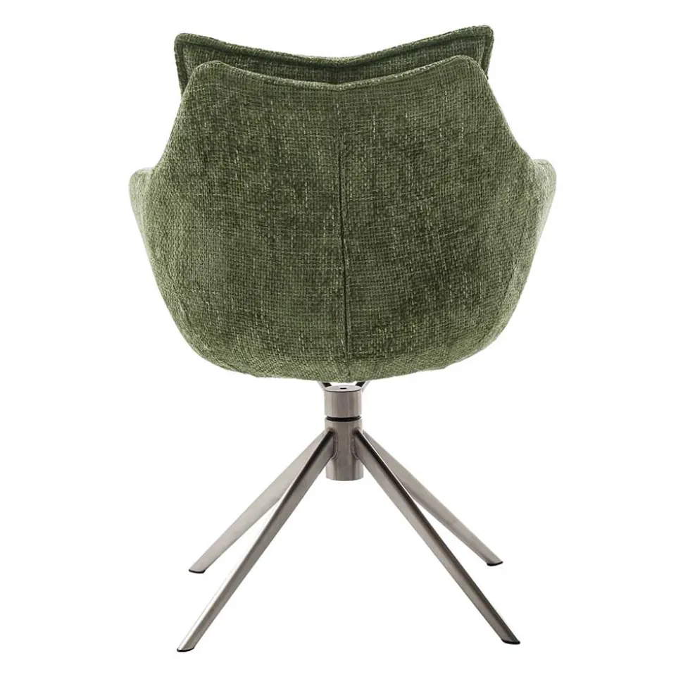 Esstisch Armlehnenstuhl in Oliv Grün und Edelstahl - Mint (2er Set)