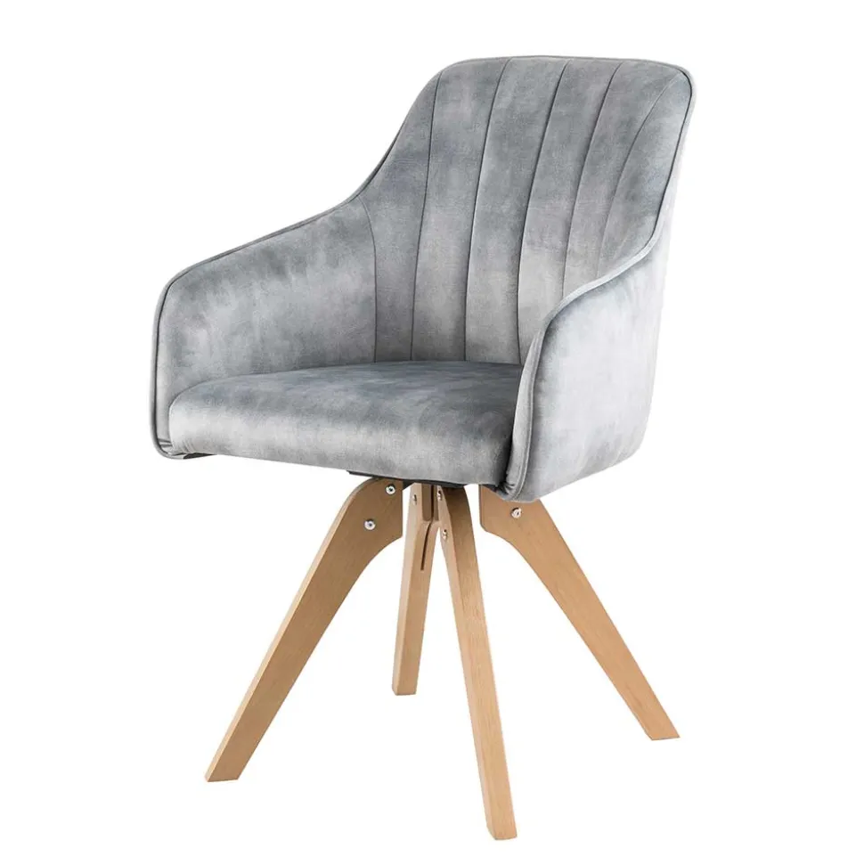 Esstisch Drehstuhl in Grau & Eichefarben - Puebla (2er Set)