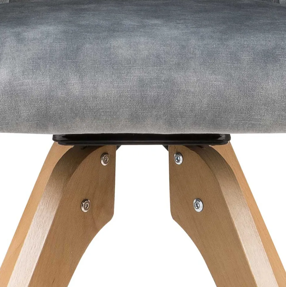 Esstisch Drehstuhl in Grau & Eichefarben - Puebla (2er Set)