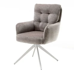 Esstisch Drehstuhl in Taupe und Weiß - Sarduna (2er Set)