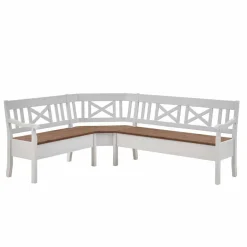 Esstisch Eckbank Barlad aus Kiefernholz Weiß mit Braun