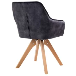 Esstisch Gruppe mit Samtstühlen - Odyssena (siebenteilig)