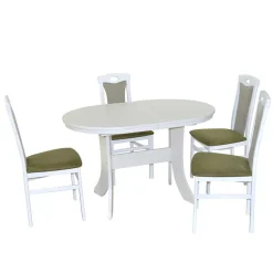 Esstisch Kombi in Weiß & Grün - Cynthia (fünfteilig)