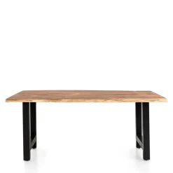 Esstisch mit H-Gestell und Baumkanten Platte - Polardia