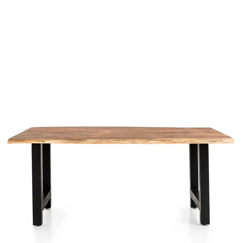 Esstisch mit H-Gestell und Baumkanten Platte - Polardia