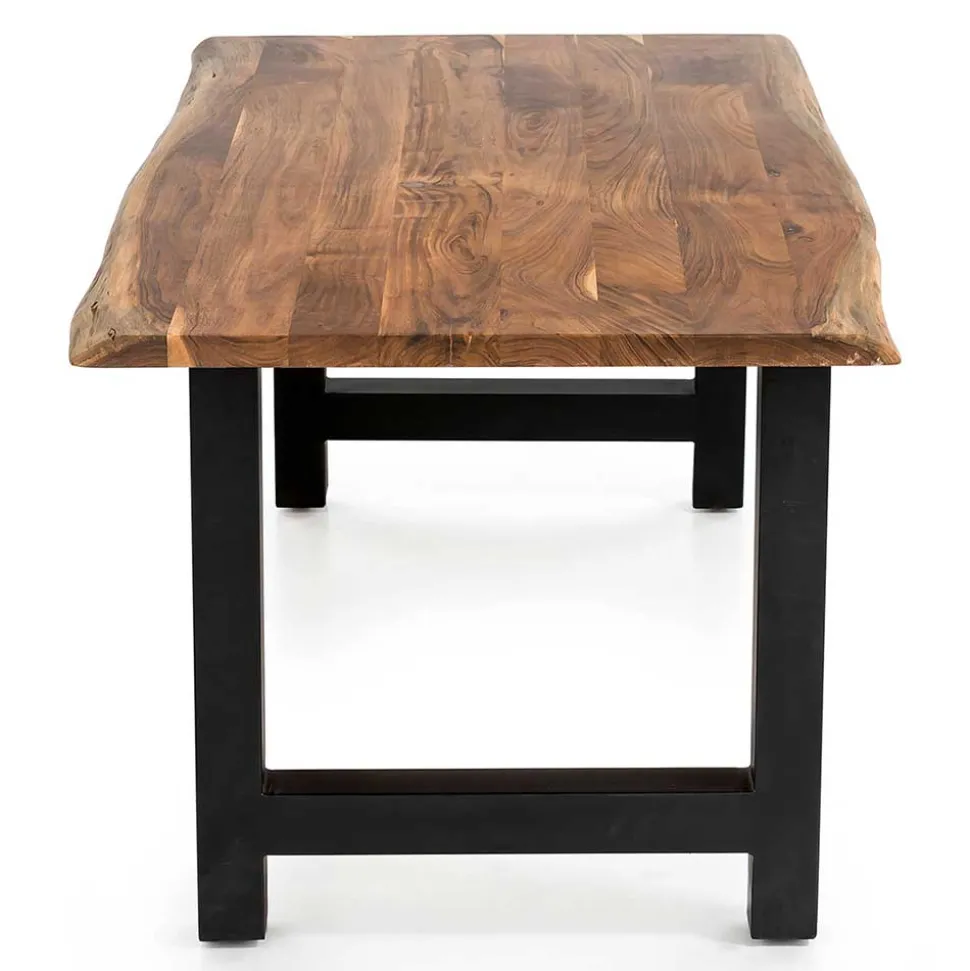 Esstisch mit H-Gestell und Baumkanten Platte - Polardia