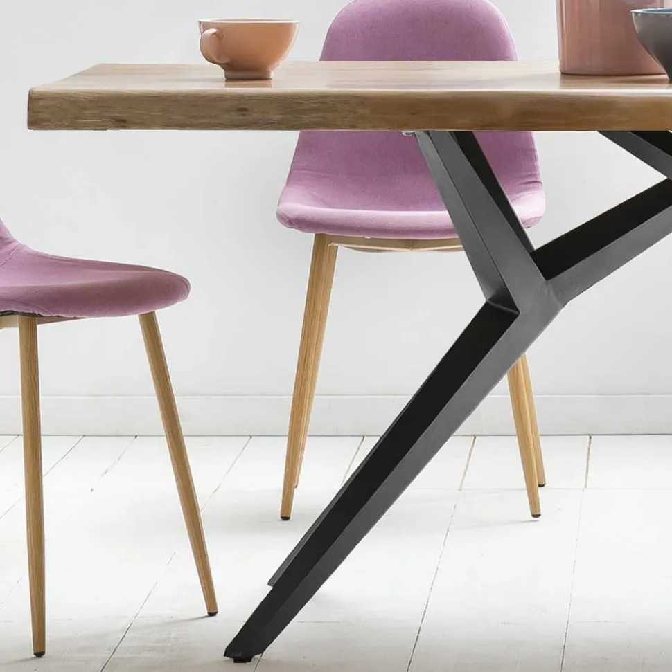 Esstisch mit Holzplatte Akazie & Eisengestell - Sestron