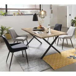 Esstisch mit X-Beinen plus 4 Stühle - Lamon (fünfteilig)